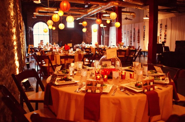 nashville wedding, reception, lantern, seated dinner, orange, brown